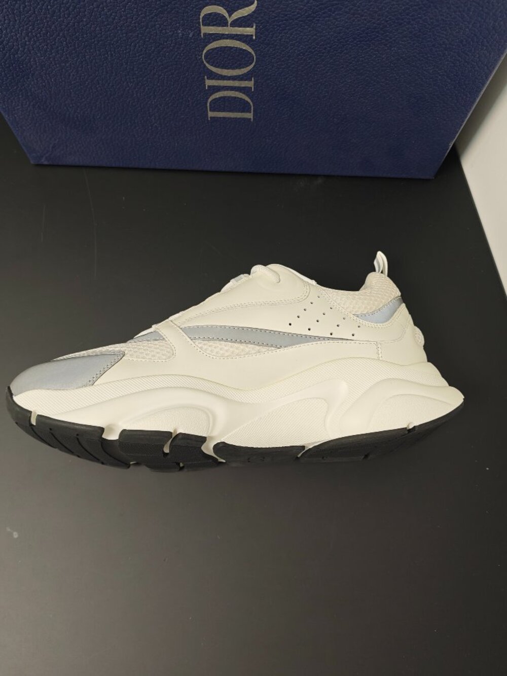 Dior B22 White Grey Mesh Leather Sneakers Men’s Size 43 Made in Italy - Picture 3 of 12